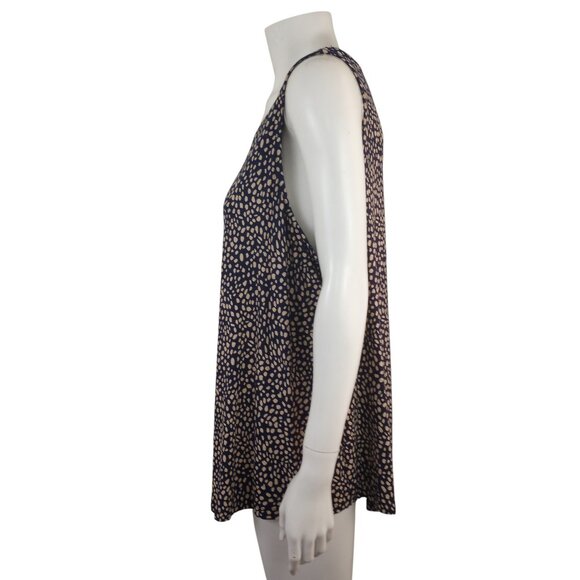 Nine West Soft Spun Navy Blue Beige Abstract Dot Print Sleeveless Tank Tunic XXL - Picture 3 of 5